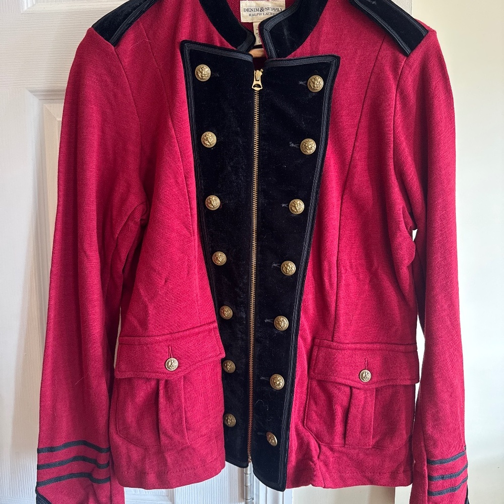 NWT Denim & Supply Ralph Lauren Military Jacket — Red & Black — Size XL